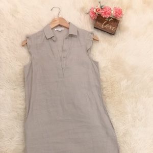 Beige linen dress with pockets - XS